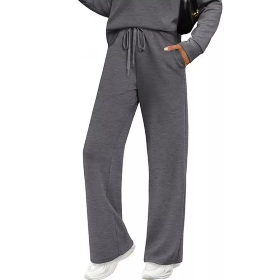 Full Size Long Sleeve Round Neck Top and Pants Set Plus Size Apparel and Accessories