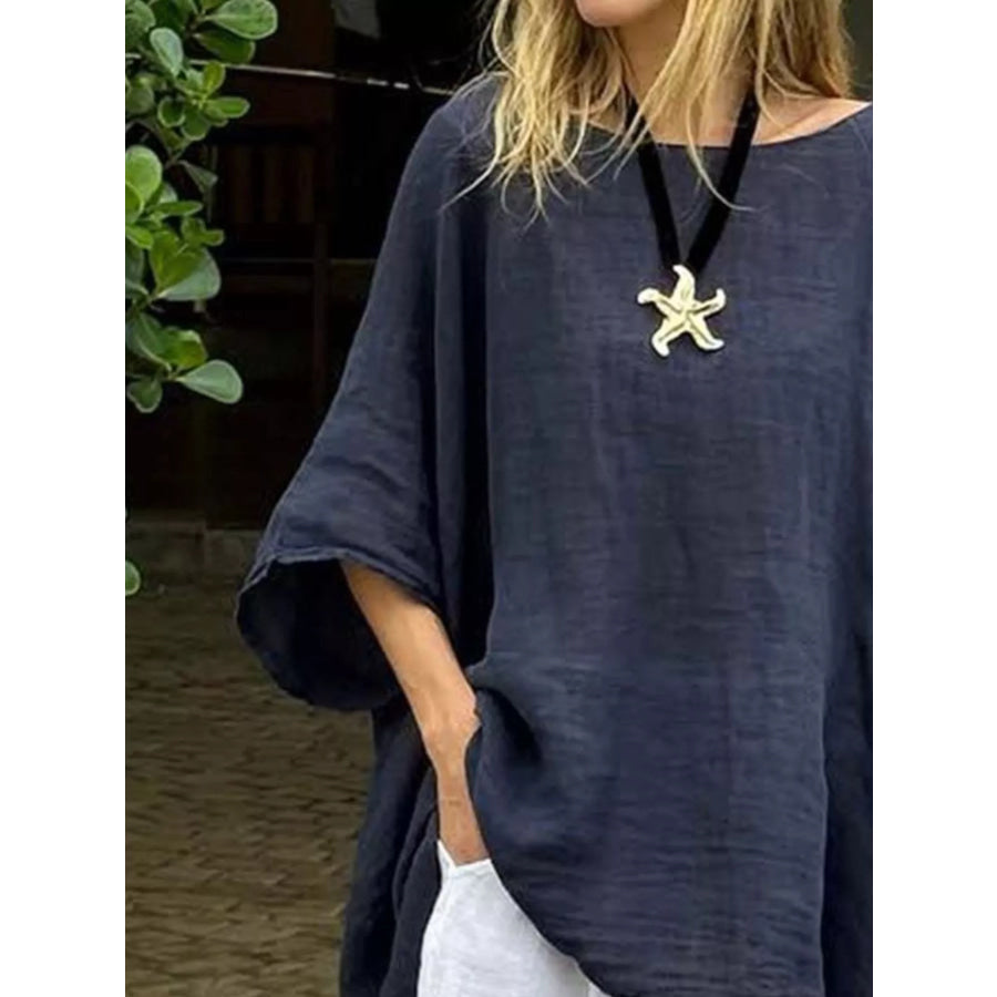Full Size Loose Fit Asymmetrical Hem Top Plus Size Apparel and Accessories