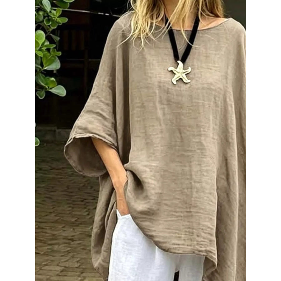 Full Size Loose Fit Asymmetrical Hem Top Plus Size Apparel and Accessories