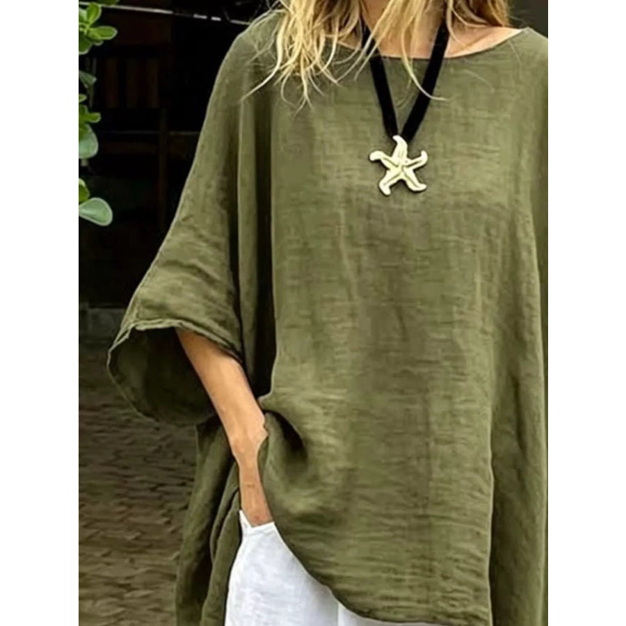 Full Size Loose Fit Asymmetrical Hem Top Plus Size Apparel and Accessories