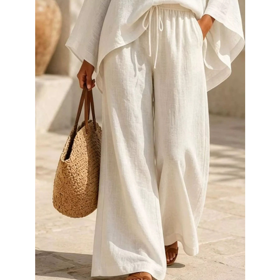 Full Size Loose Fit Top and Wide-Leg Pants Set Plus Apparel Accessories