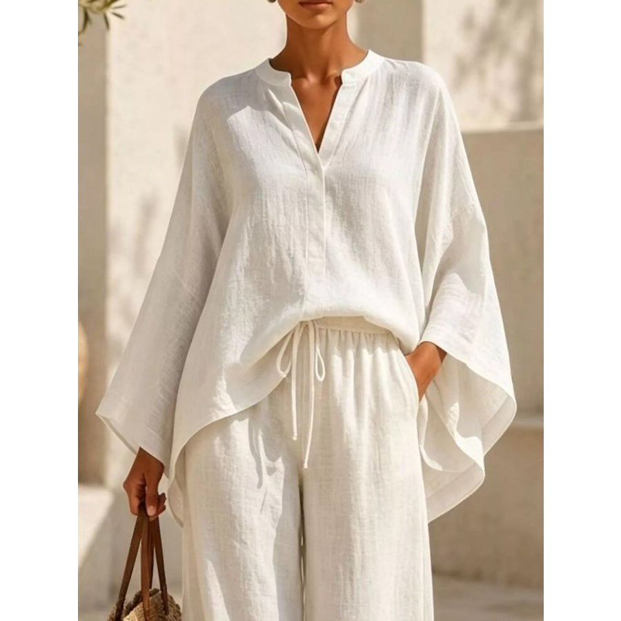 Full Size Loose Fit Top and Wide-Leg Pants Set Plus Apparel Accessories