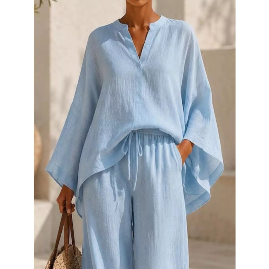 Full Size Loose Fit Top and Wide-Leg Pants Set Plus Apparel Accessories