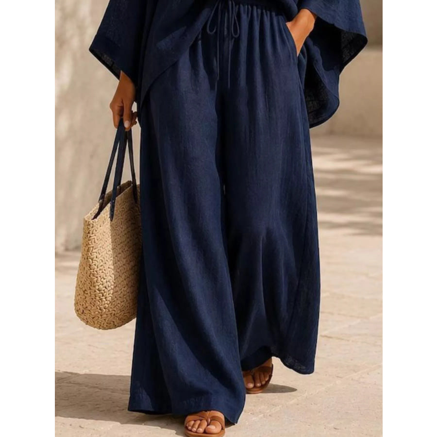 Full Size Loose Fit Top and Wide-Leg Pants Set Plus Apparel Accessories
