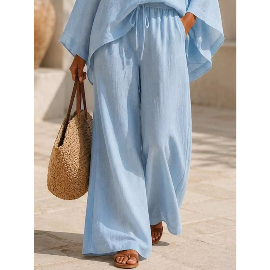 Full Size Loose Fit Top and Wide-Leg Pants Set Plus Apparel Accessories
