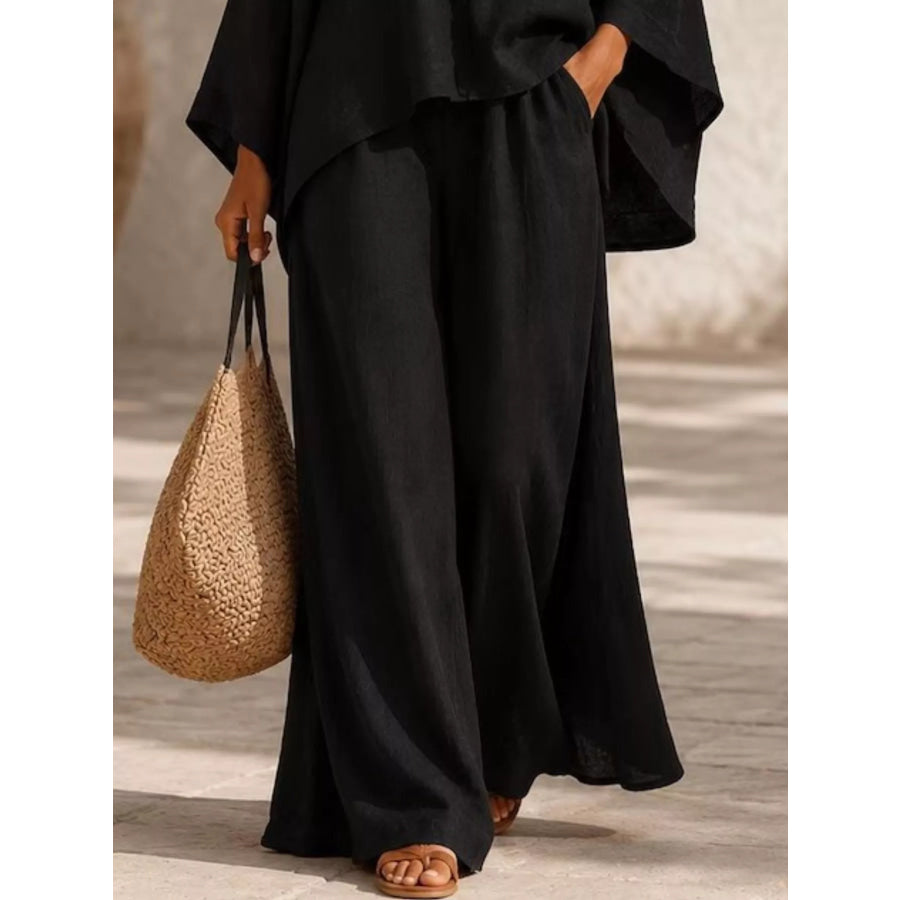 Full Size Loose Fit Top and Wide-Leg Pants Set Plus Apparel Accessories