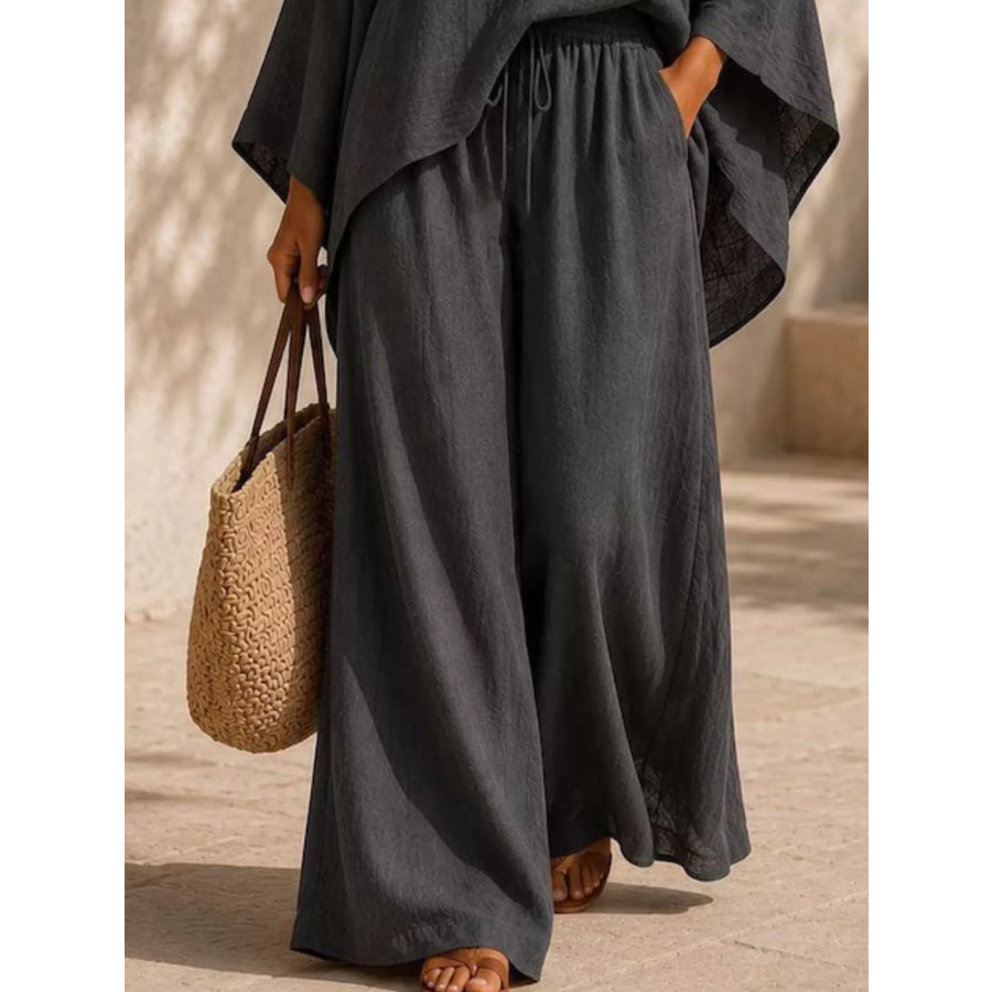 Full Size Loose Fit Top and Wide-Leg Pants Set Plus Apparel Accessories