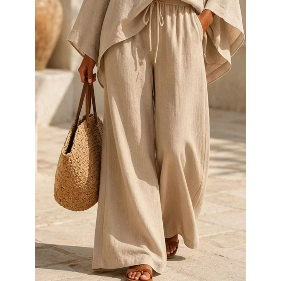 Full Size Loose Fit Top and Wide-Leg Pants Set Plus Apparel Accessories