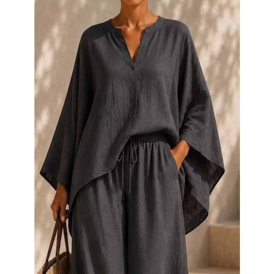Full Size Loose Fit Top and Wide-Leg Pants Set Plus Apparel Accessories