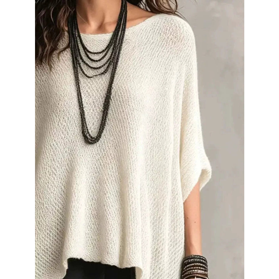 Full Size Loose Knit Round Neck Top Plus Size Apparel and Accessories