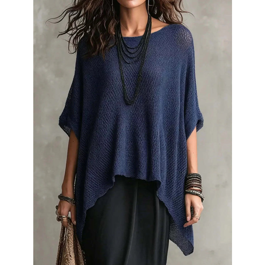 Full Size Loose Knit Round Neck Top Plus Size Apparel and Accessories