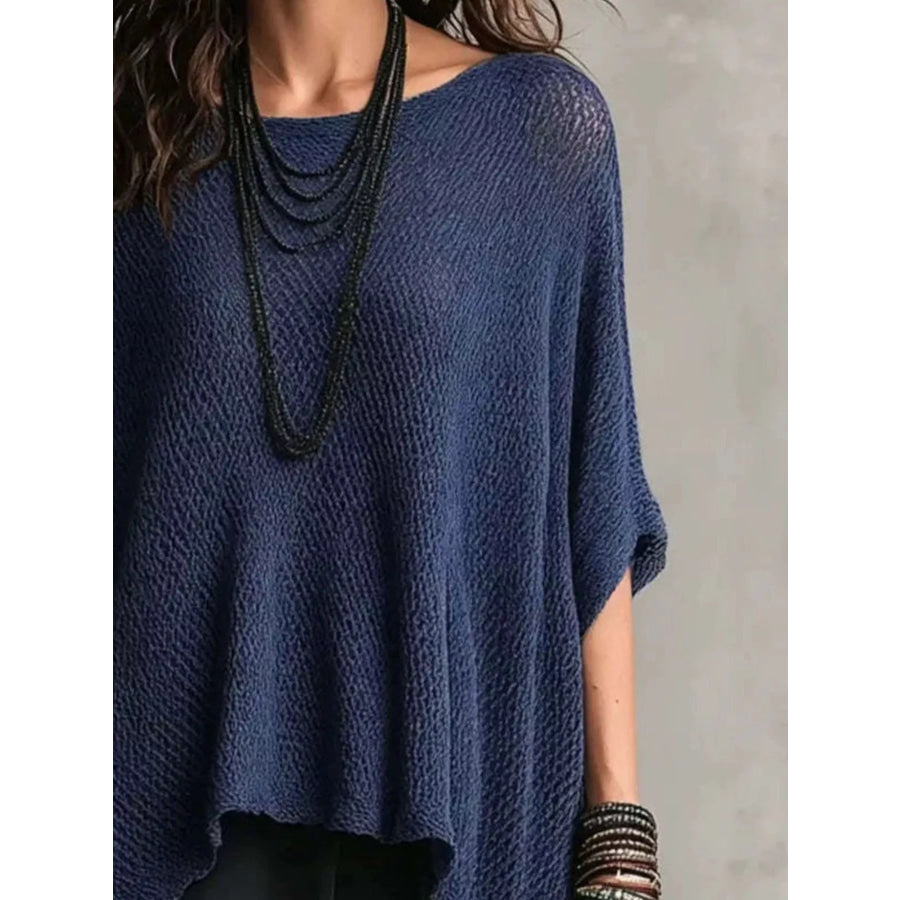 Full Size Loose Knit Round Neck Top Plus Size Apparel and Accessories