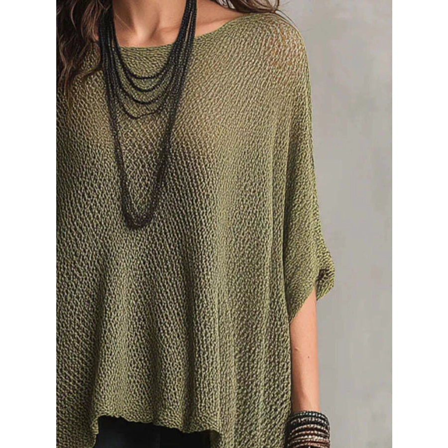 Full Size Loose Knit Round Neck Top Plus Size Apparel and Accessories