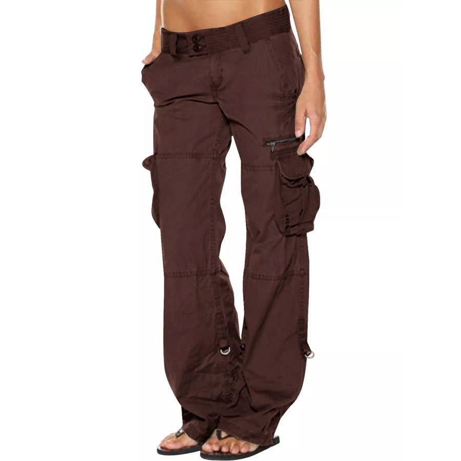Full Size Low-Rise Cargo Pants Plus Dark Coffee / XS Apparel and Accessories