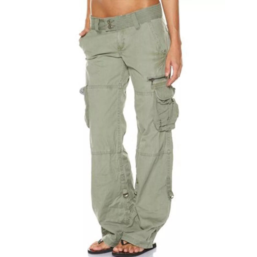 Full Size Low-Rise Cargo Pants Plus Green / XS Apparel and Accessories
