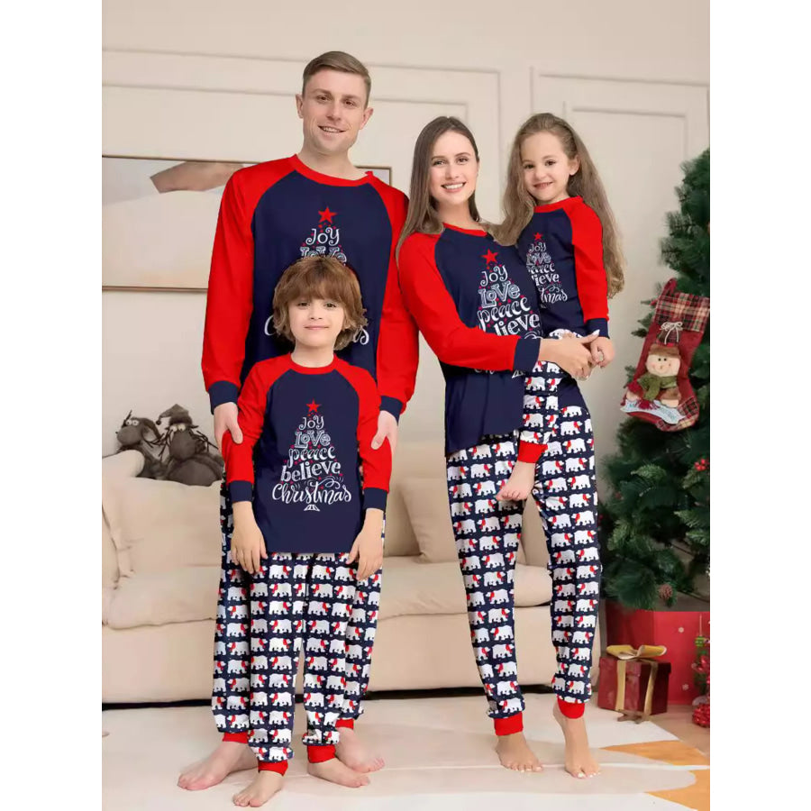 Full Size Matching Family Christmas Pajama Set with Festive Print Plus Apparel and Accessories