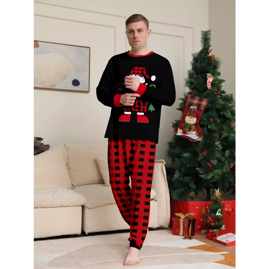 Full Size Matching Family Christmas Pajamas Set with Festive Graphic Plus Dad / S Apparel and Accessories
