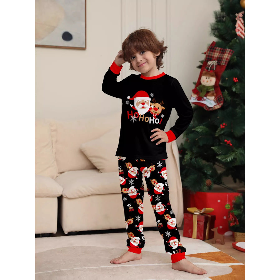 Full Size Matching Family Christmas Pajamas Set with Santa and Reindeer Print Plus Apparel Accessories