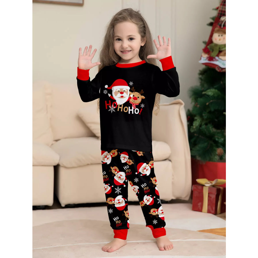 Full Size Matching Family Christmas Pajamas Set with Santa and Reindeer Print Plus Apparel Accessories
