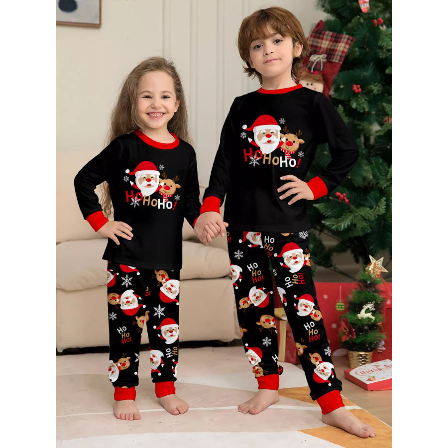 Full Size Matching Family Christmas Pajamas Set with Santa and Reindeer Print Plus Kid / S Apparel Accessories