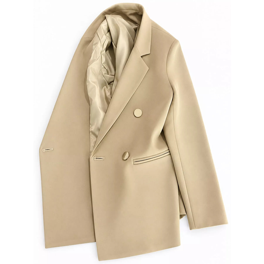 Full Size Minimalist Double-Breasted White Blazer Plus Mustard Yellow / S Apparel and Accessories
