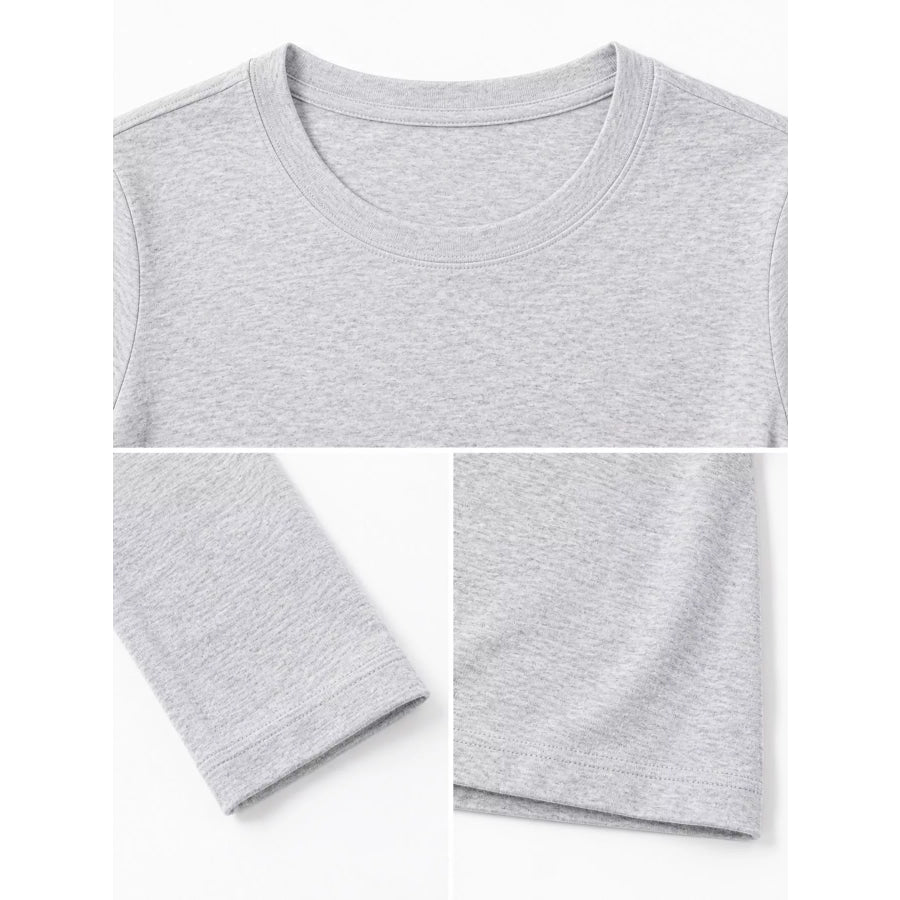 Full Size Minimalist Slim-Fit Long Sleeve Crew Neck T-Shirt Plus Apparel and Accessories