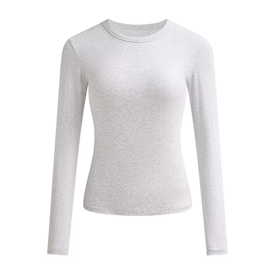 Full Size Minimalist Slim-Fit Long Sleeve Crew Neck T-Shirt Plus Apparel and Accessories