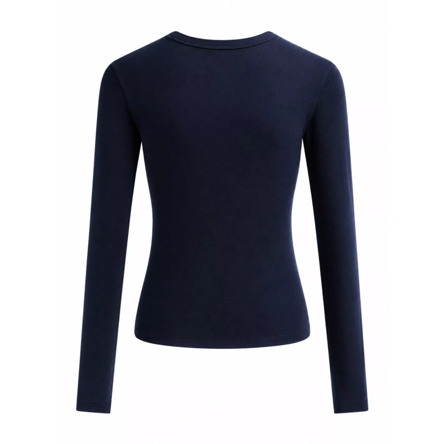 Full Size Minimalist Slim-Fit Long Sleeve Crew Neck T-Shirt Plus Apparel and Accessories