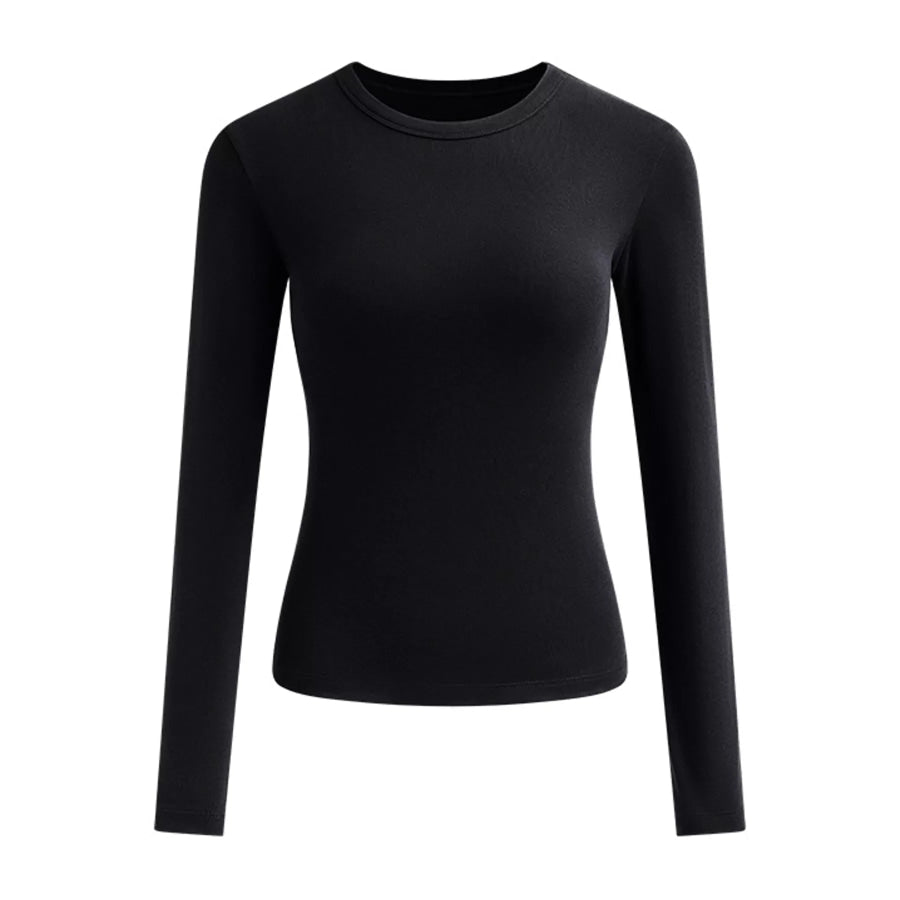 Full Size Minimalist Slim-Fit Long Sleeve Crew Neck T-Shirt Plus Apparel and Accessories