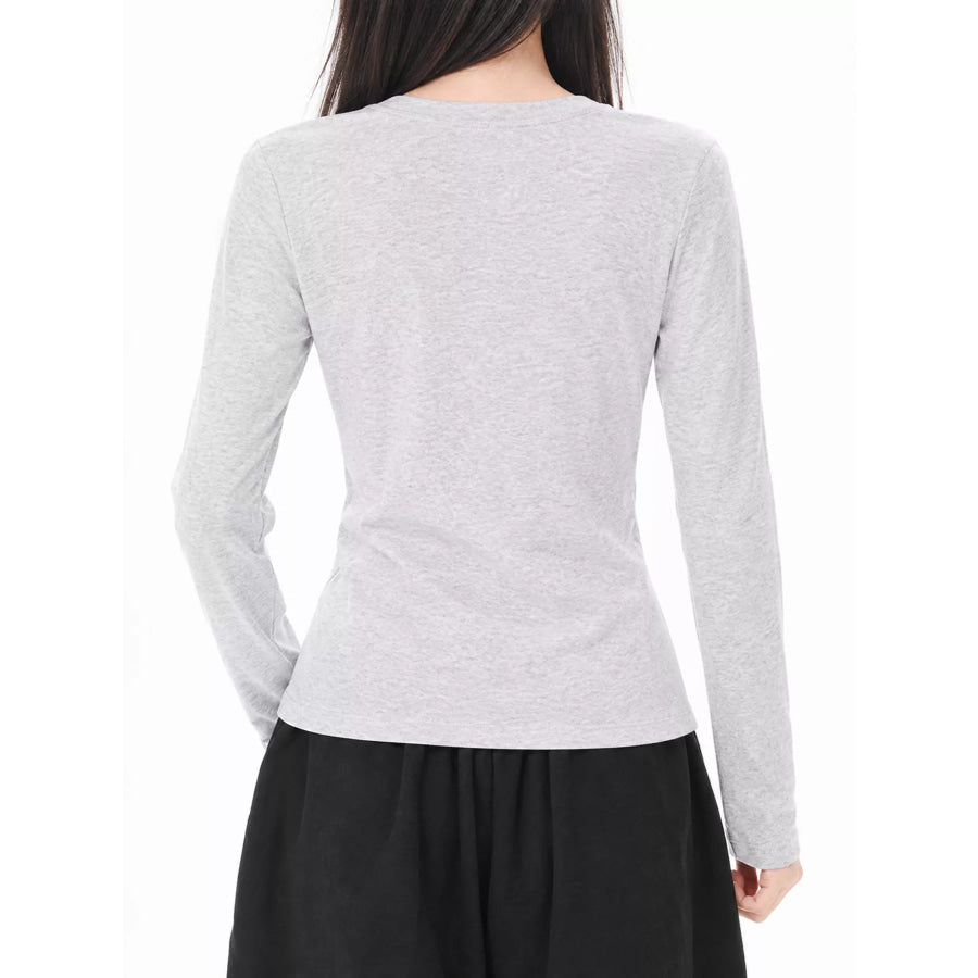 Full Size Minimalist Slim-Fit Long Sleeve Crew Neck T-Shirt Plus Apparel and Accessories