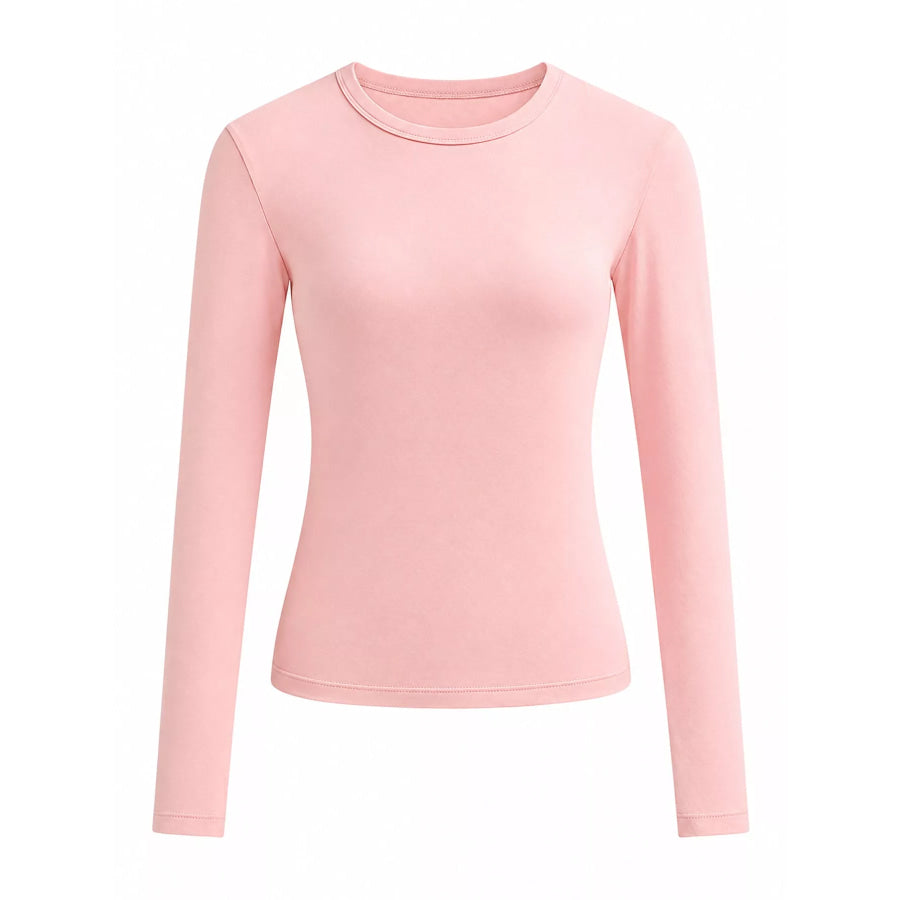Full Size Minimalist Slim-Fit Long Sleeve Crew Neck T-Shirt Plus Apparel and Accessories