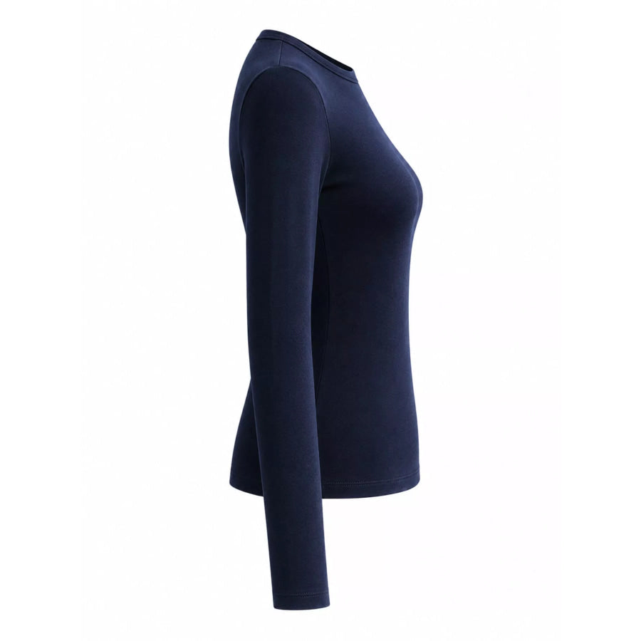 Full Size Minimalist Slim-Fit Long Sleeve Crew Neck T-Shirt Plus Apparel and Accessories