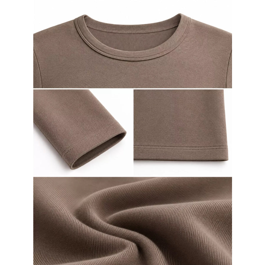 Full Size Minimalist Slim-Fit Long Sleeve Crew Neck T-Shirt Plus Apparel and Accessories
