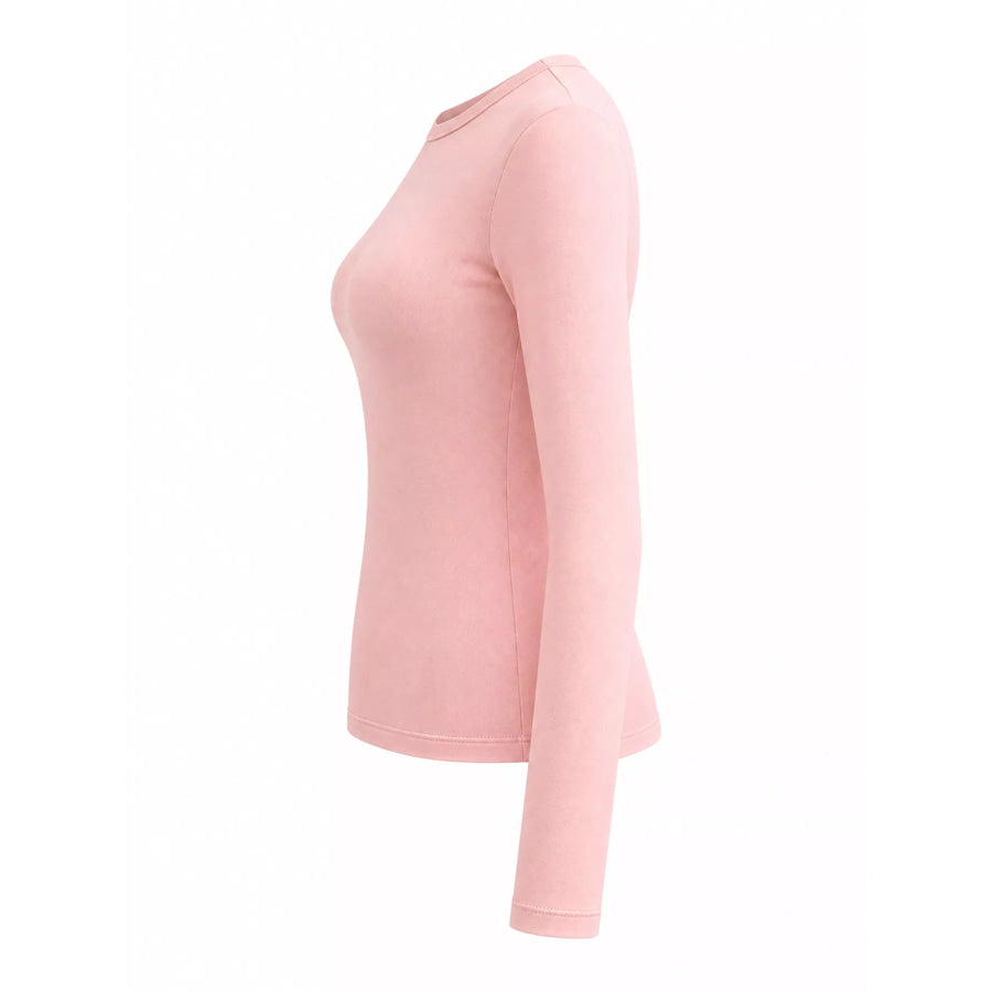 Full Size Minimalist Slim-Fit Long Sleeve Crew Neck T-Shirt Plus Apparel and Accessories