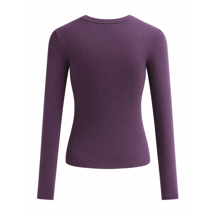 Full Size Minimalist Slim-Fit Long Sleeve Crew Neck T-Shirt Plus Apparel and Accessories
