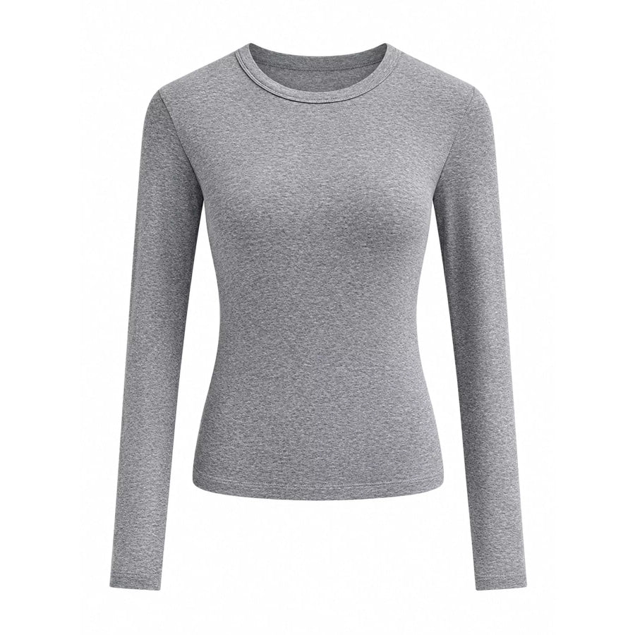 Full Size Minimalist Slim-Fit Long Sleeve Crew Neck T-Shirt Plus Apparel and Accessories