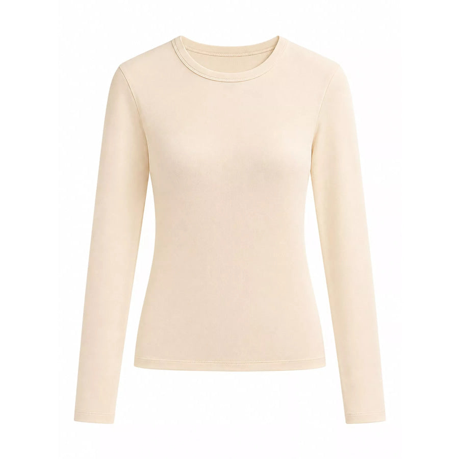 Full Size Minimalist Slim-Fit Long Sleeve Crew Neck T-Shirt Plus Apparel and Accessories