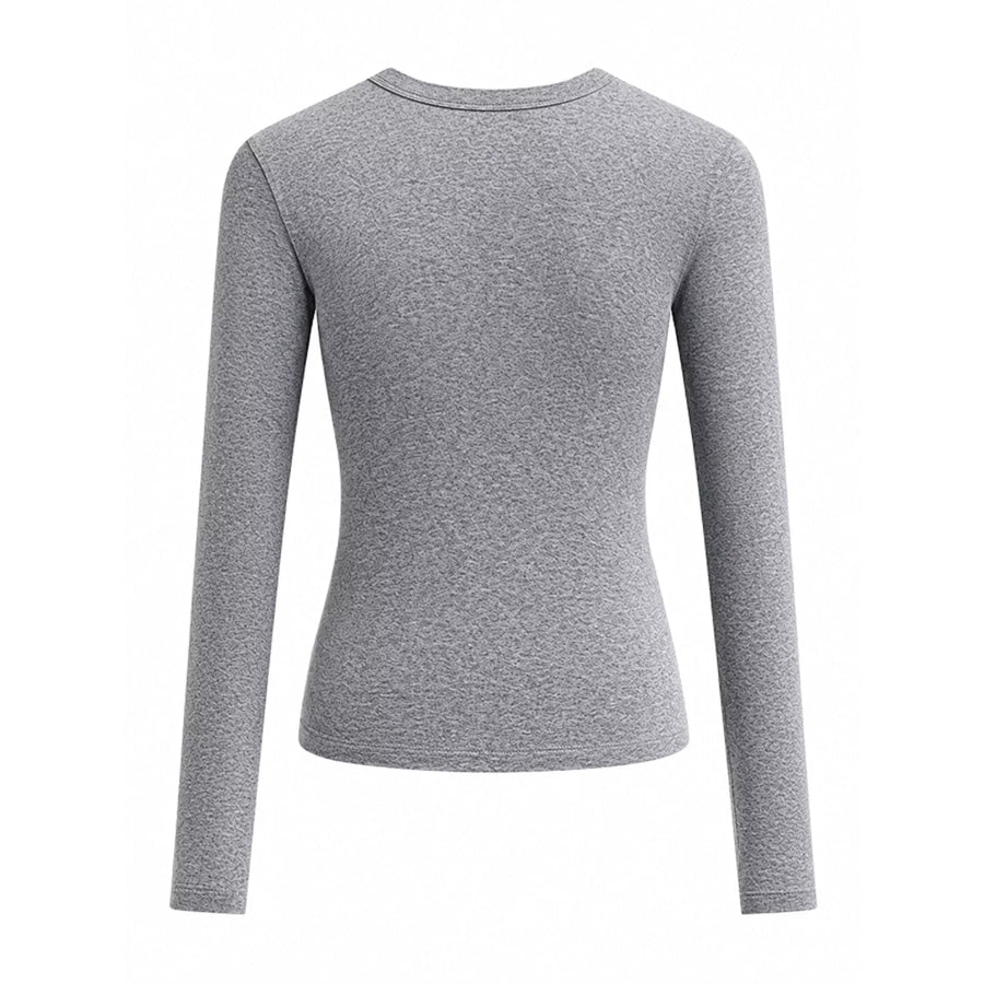 Full Size Minimalist Slim-Fit Long Sleeve Crew Neck T-Shirt Plus Apparel and Accessories