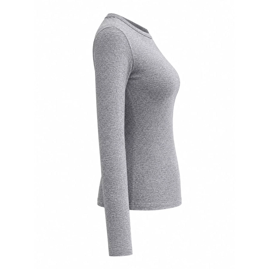 Full Size Minimalist Slim-Fit Long Sleeve Crew Neck T-Shirt Plus Apparel and Accessories