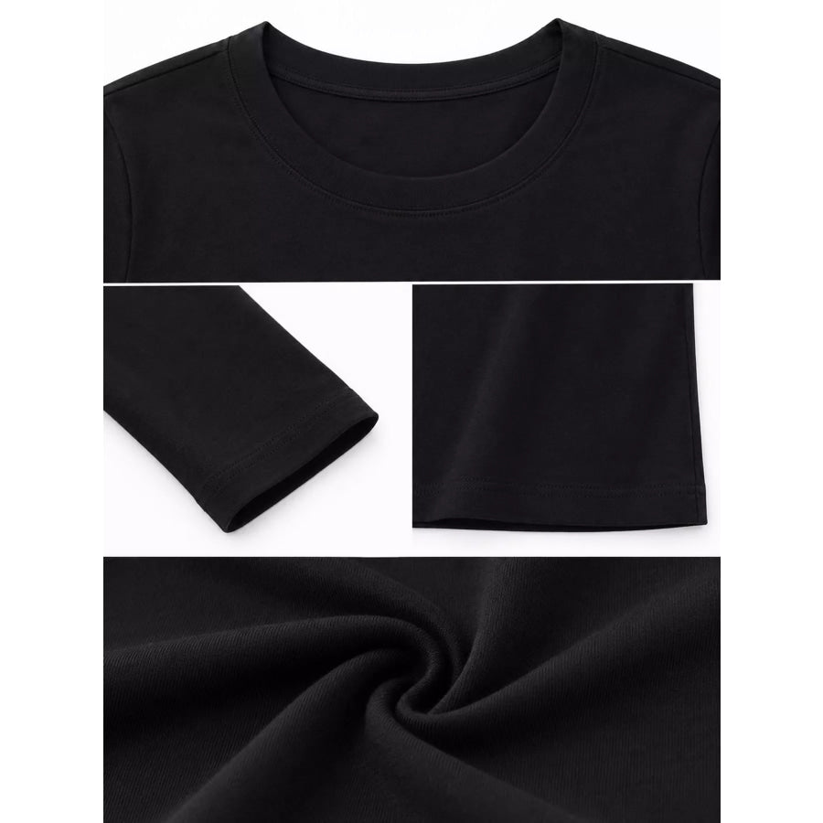 Full Size Minimalist Slim-Fit Long Sleeve Crew Neck T-Shirt Plus Apparel and Accessories