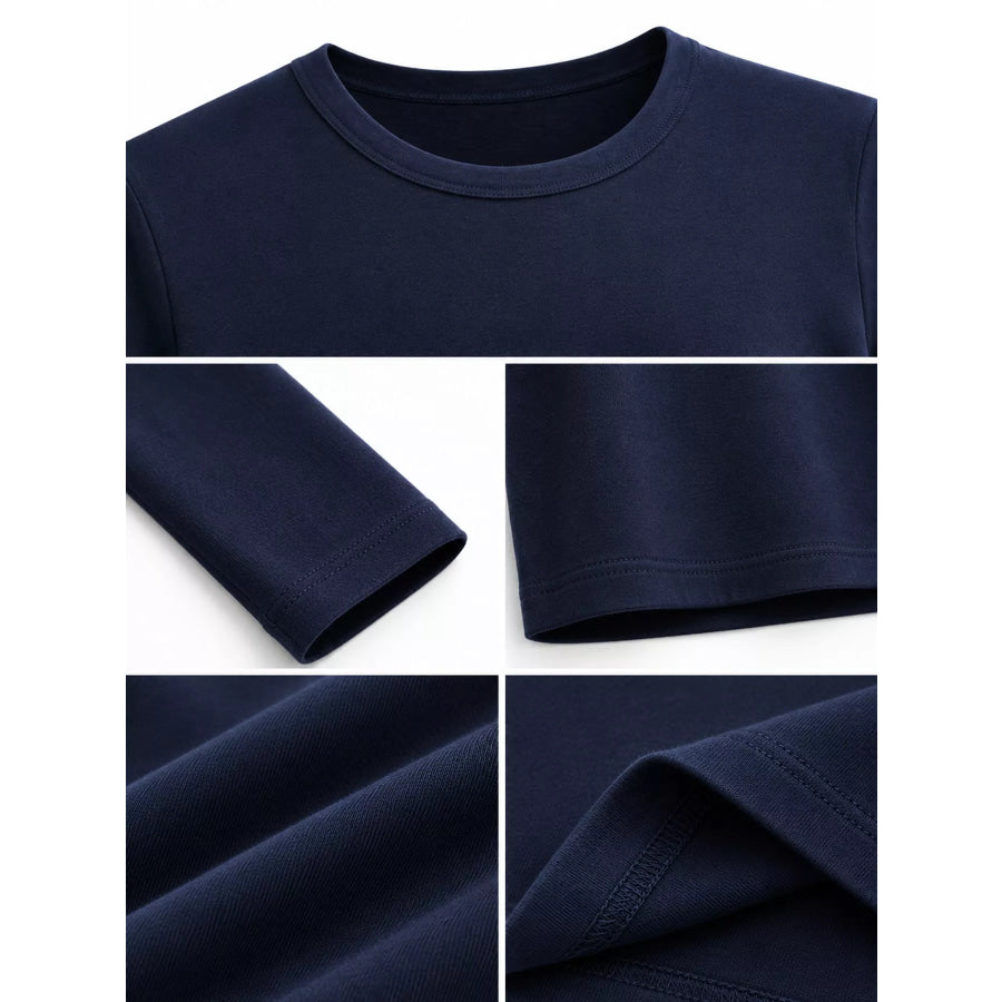 Full Size Minimalist Slim-Fit Long Sleeve Crew Neck T-Shirt Plus Apparel and Accessories