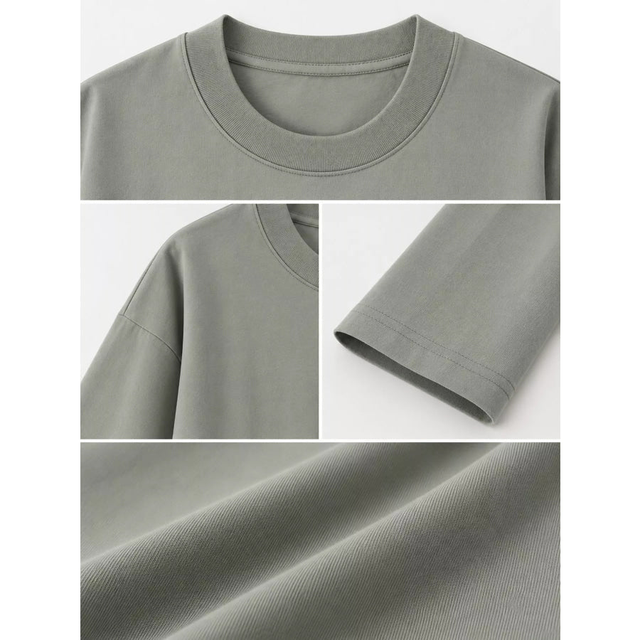 Full Size Minimalist Solid Long-Sleeve Crew Neck T-Shirt Plus Apparel and Accessories