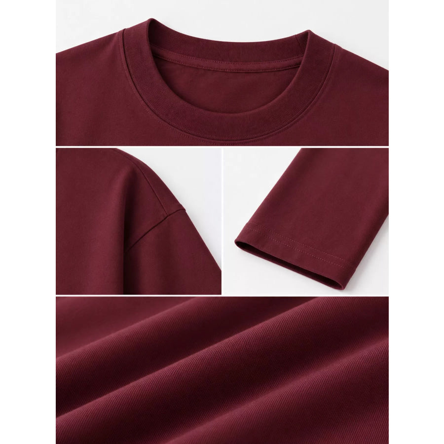 Full Size Minimalist Solid Long-Sleeve Crew Neck T-Shirt Plus Apparel and Accessories