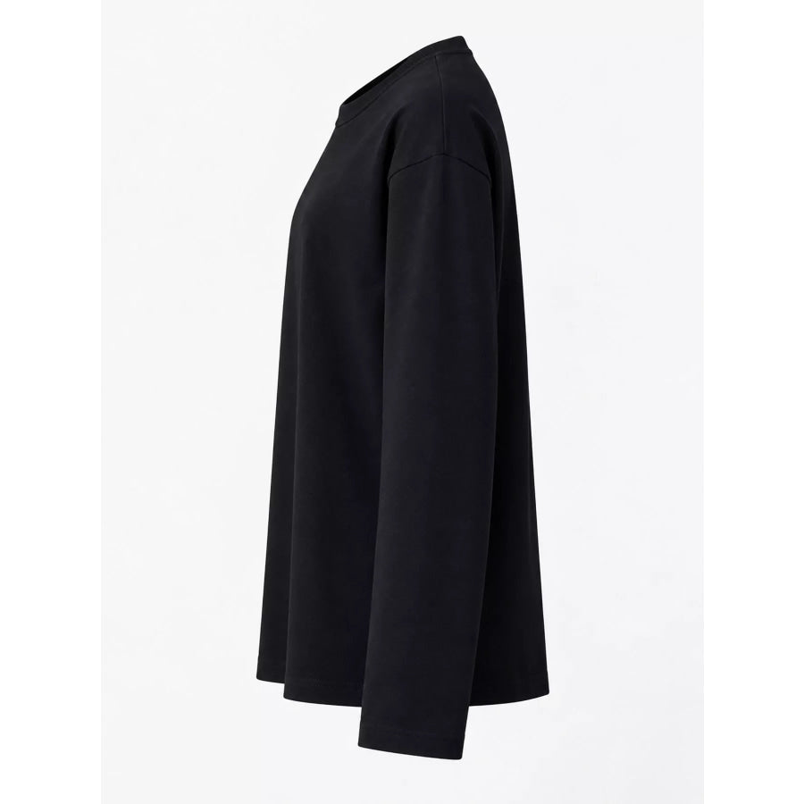 Full Size Minimalist Solid Long-Sleeve Crew Neck T-Shirt Plus Apparel and Accessories