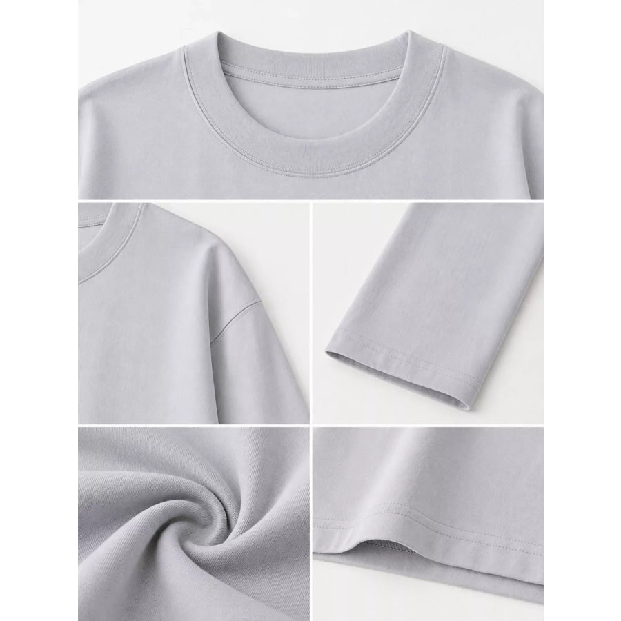 Full Size Minimalist Solid Long-Sleeve Crew Neck T-Shirt Plus Apparel and Accessories