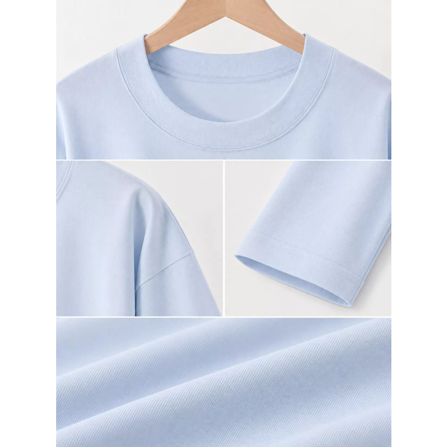 Full Size Minimalist Solid Long-Sleeve Crew Neck T-Shirt Plus Apparel and Accessories
