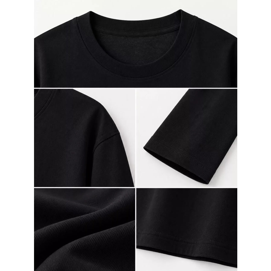 Full Size Minimalist Solid Long-Sleeve Crew Neck T-Shirt Plus Apparel and Accessories
