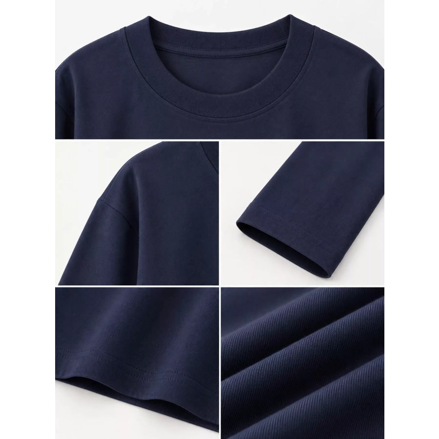 Full Size Minimalist Solid Long-Sleeve Crew Neck T-Shirt Plus Apparel and Accessories