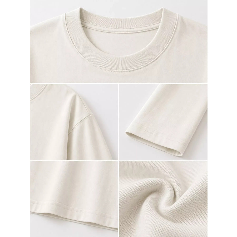Full Size Minimalist Solid Long-Sleeve Crew Neck T-Shirt Plus Apparel and Accessories