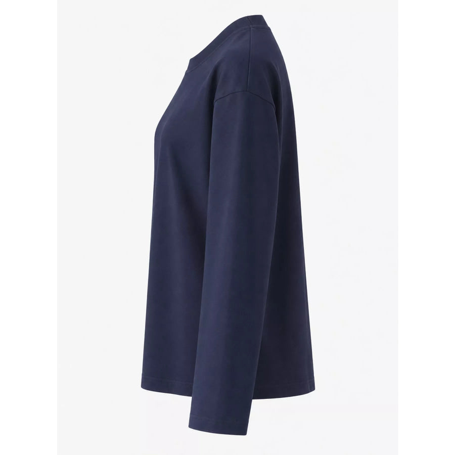 Full Size Minimalist Solid Long-Sleeve Crew Neck T-Shirt Plus Apparel and Accessories